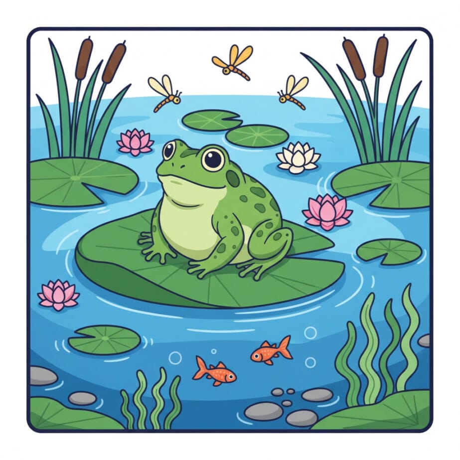 Toad On Lily Pad Coloring Page 2