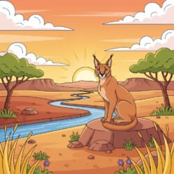 Caracal At Sunrise Coloring Page - Origin image