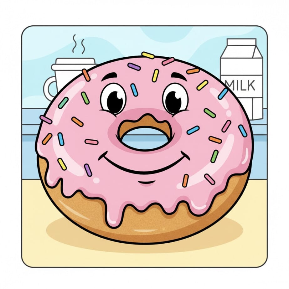 Cute Donut Coloring Page 2