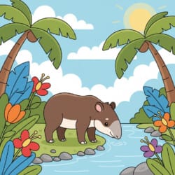 Tapir By Riverbank Coloring Page - Origin image