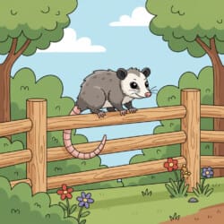 Opossum On Fence Coloring Page - Origin image