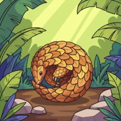 Pangolin Curled In Leaves Coloring Page - Origin image
