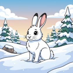 Arctic Hare In Snow Coloring Page - Origin image