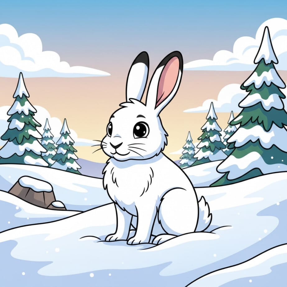 Arctic Hare In Snow Coloring Page 2