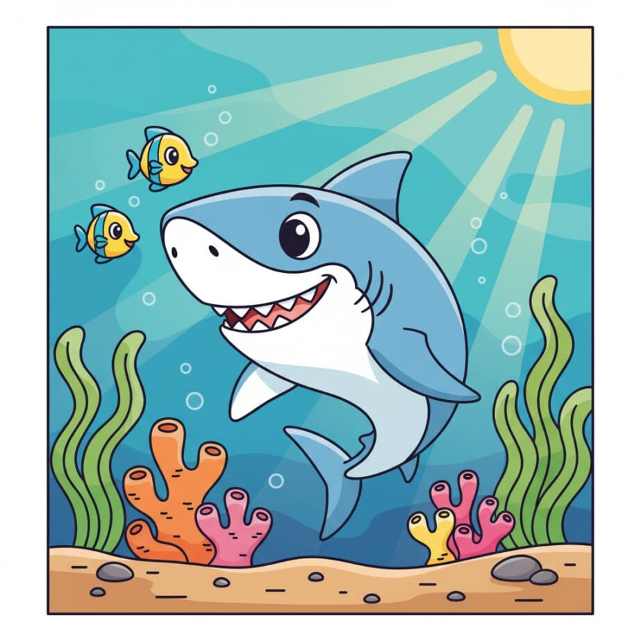 Shark Smiling Coloring Page 2
