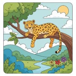 Leopard In Tree Coloring Page - Origin image