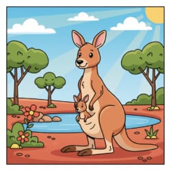 Kangaroo With Joey Coloring Page - Origin image