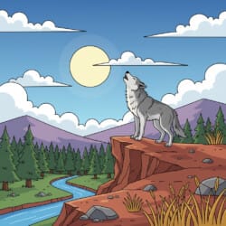 Wolf Howling Hill Coloring Page - Origin image