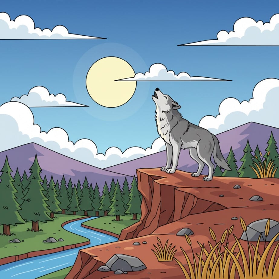 Wolf Howling Hill Coloring Page 2