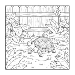 Tortoise In Garden Coloring Page - Printable Coloring page