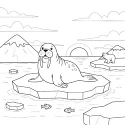 Walrus With Tusks Coloring Page - Printable Coloring page