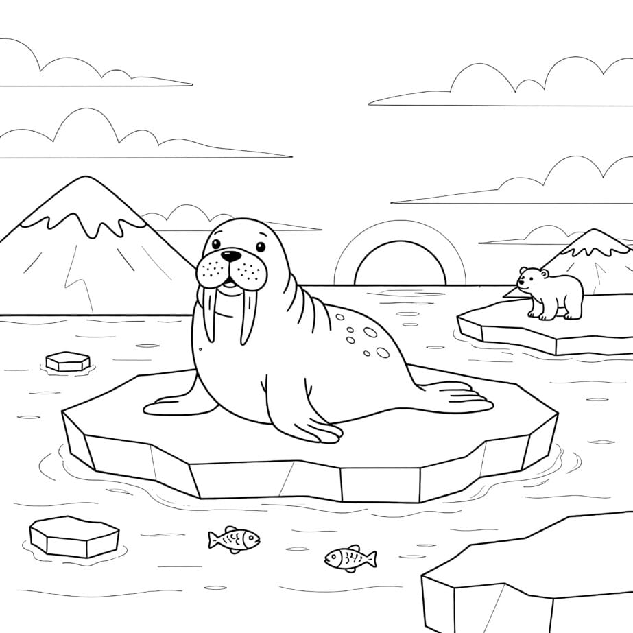Walrus With Tusks Coloring Page