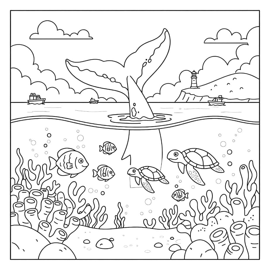 Humpback Whale Tail Coloring Page
