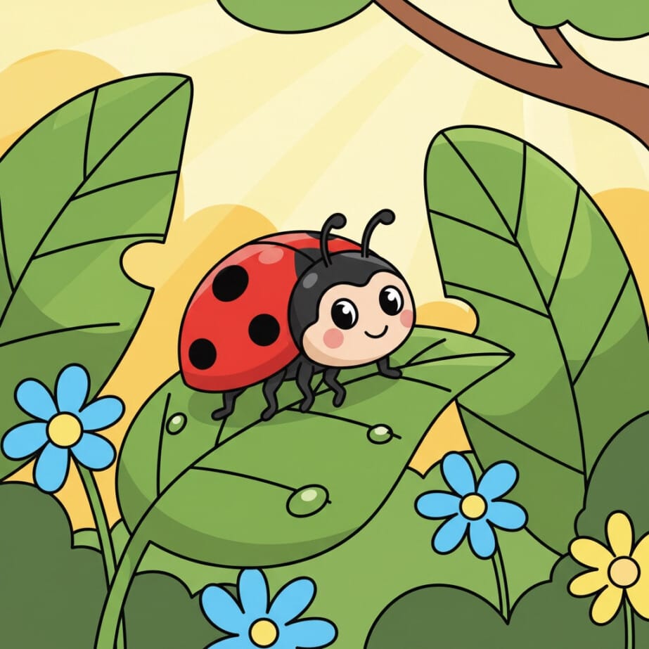 Ladybug On Leaf Coloring Page 2