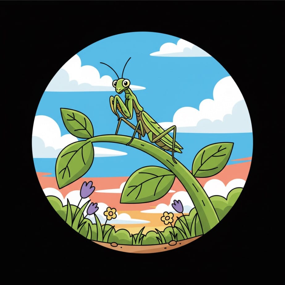 Praying Mantis On Stem Coloring Page 2