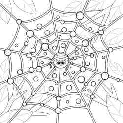 Spiderweb With Dew Coloring Page - Printable Coloring page