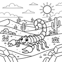 Scorpion In Desert Coloring Page - Printable Coloring page