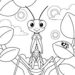 Praying Mantis Portrait Coloring Page - Printable Coloring page