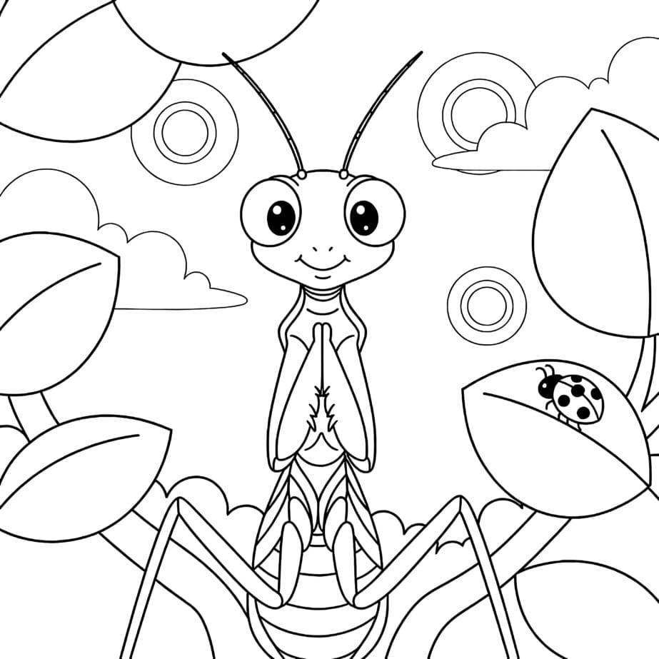 Praying Mantis Portrait Coloring Page