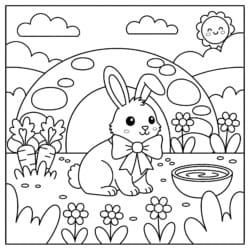 Bunny With Bow Coloring Page - Printable Coloring page