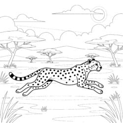 Cheetah Running Coloring Page - Printable Coloring page