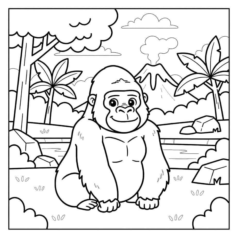 Gorilla Gentle Smile Coloring Page
