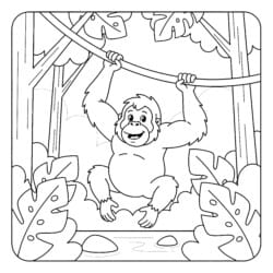 Orangutan Swinging Coloring Page - Printable Coloring page