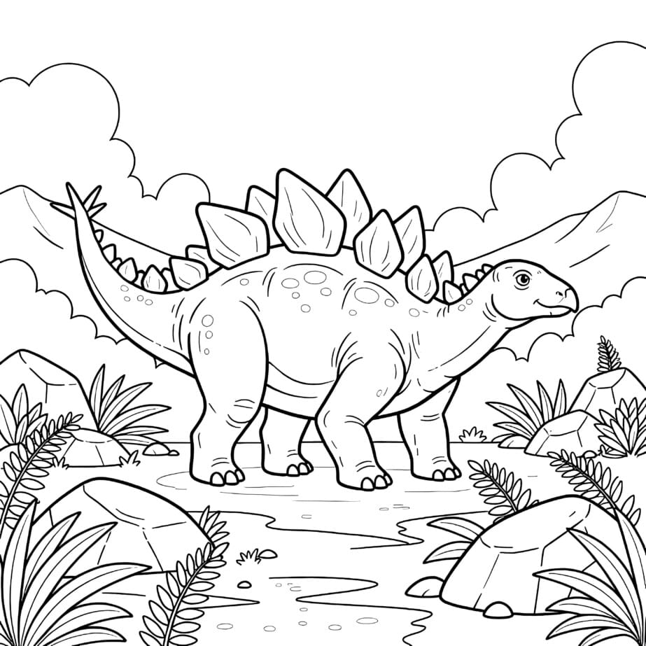 Büyük Plakalı Stegosaurus Boyama Sayfası