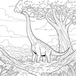 Uzun Ağaçlı Brachiosaurus Boyama Sayfası - Yazdırılabilir Boyama sayfası