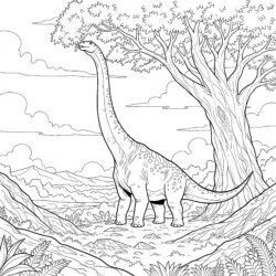 Malvorlage: Brachiosaurus Und Hoher Baum - Druckbare Ausmalbilder