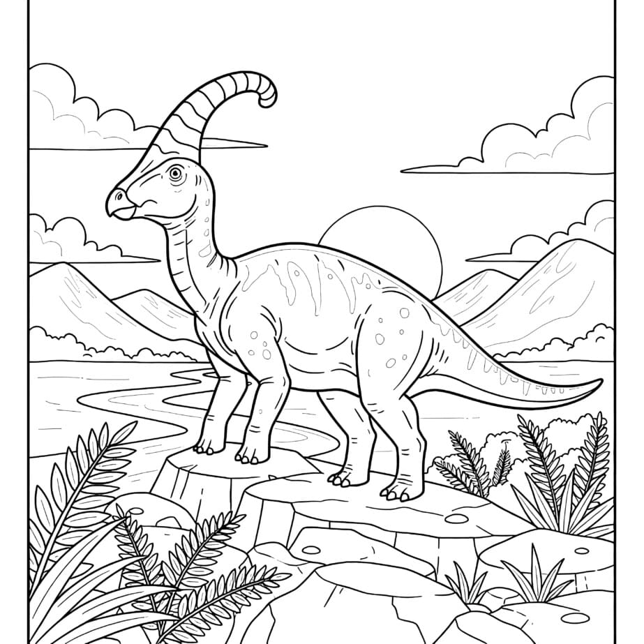 Parasaurolophus Kresti Profil Boyama Sayfası