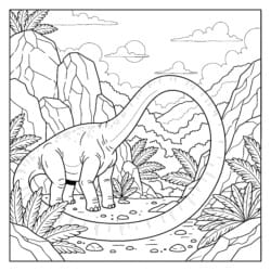 Diplodokus Uzun Kuyruk Boyama Sayfası - Yazdırılabilir Boyama sayfası