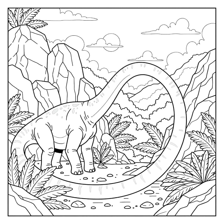 Diplodokus Uzun Kuyruk Boyama Sayfası