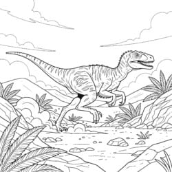 Koşan Velociraptor Boyama Sayfası - Yazdırılabilir Boyama sayfası