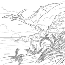 Pteranodon Uçan Kayalıklar Boyama Sayfası - Yazdırılabilir Boyama sayfası