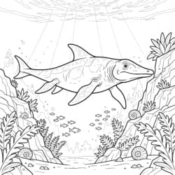 Ichthyosaurus Su Altı Boyama Sayfası - Yazdırılabilir Boyama sayfası