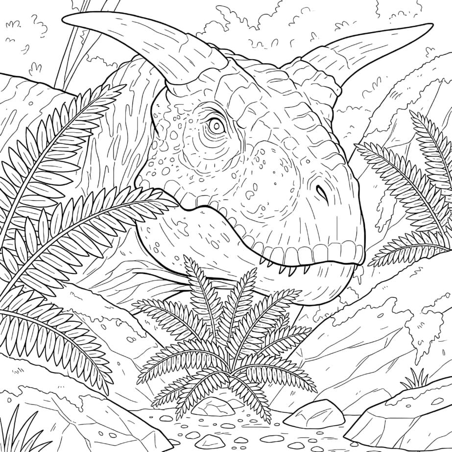 Carnotaurus Boynuzları Yakın Çekim Boyama Sayfası