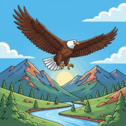 Eagle Soaring Mountains Coloring Page - Origin image