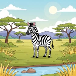 Zebra In Savanna Coloring Page - Origin image