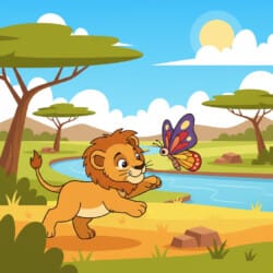 Lion Cub Playing Coloring Page - Origin image