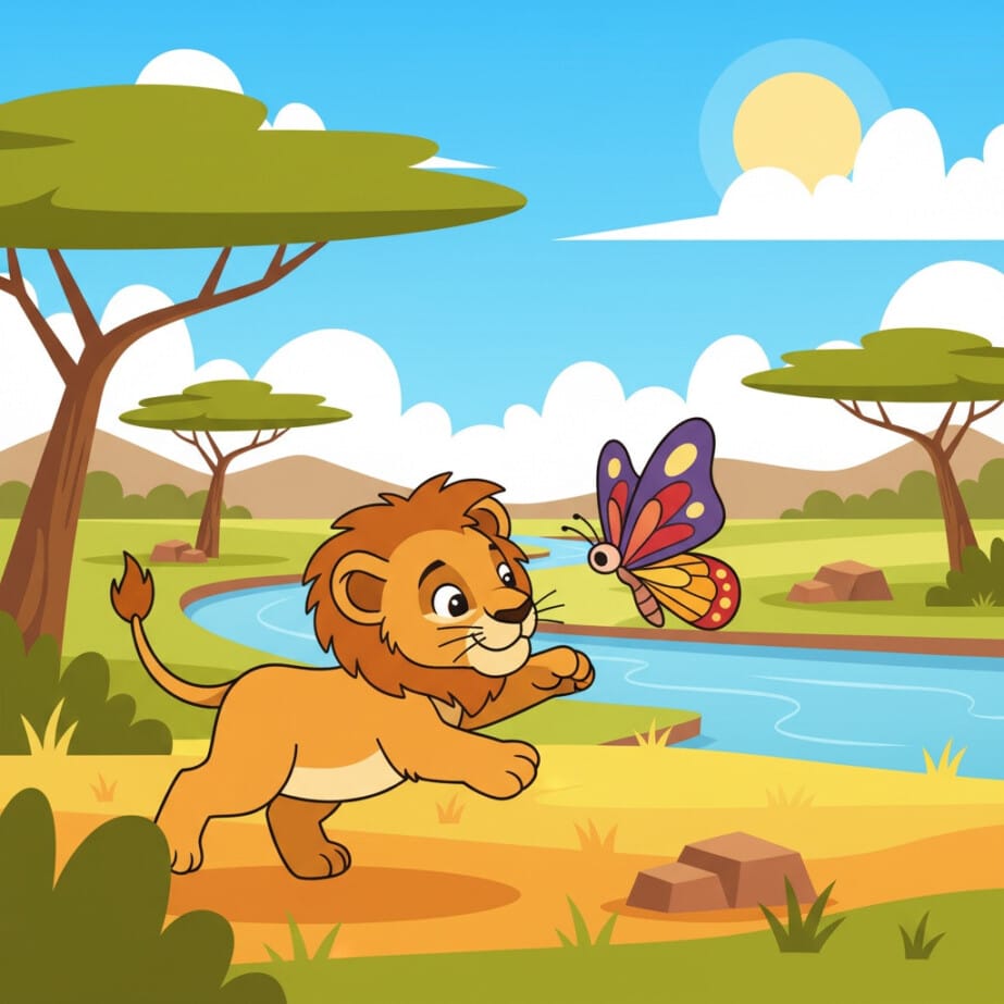 Lion Cub Playing Coloring Page 2