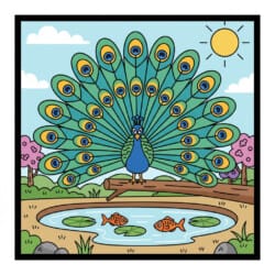Peacock Fanned Feathers Coloring Page - Origin image