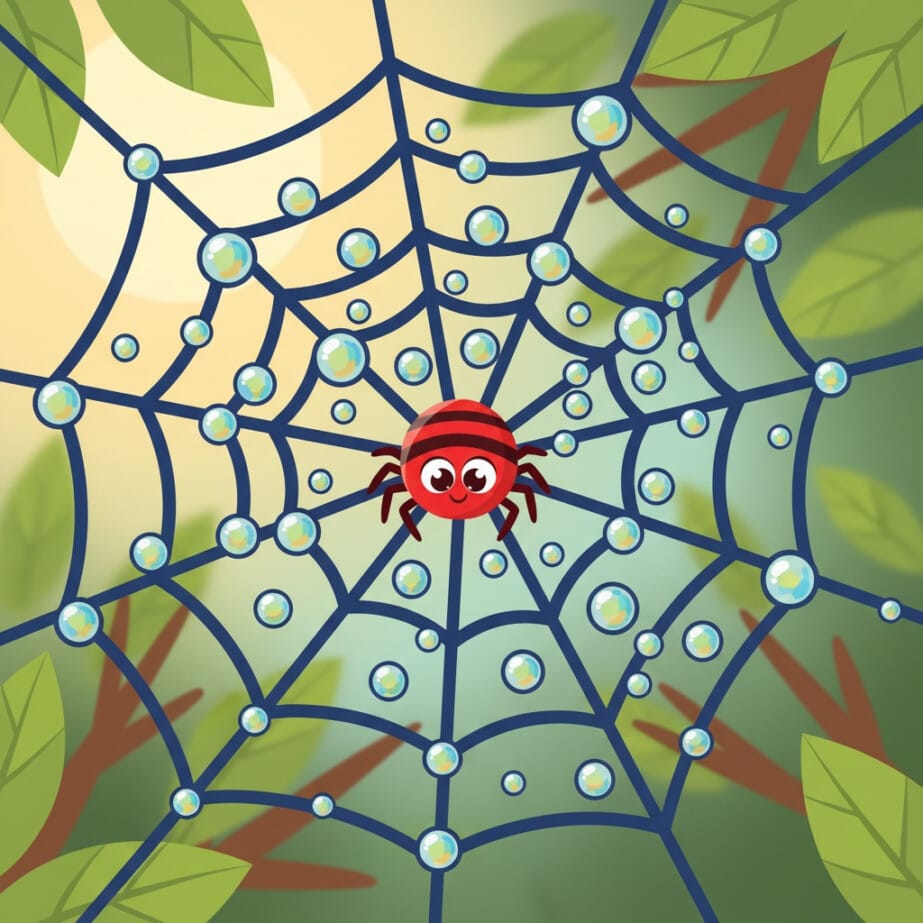 Spiderweb With Dew Coloring Page 2