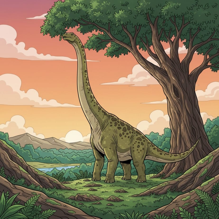 Uzun Ağaçlı Brachiosaurus Boyama Sayfası 2