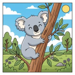 Koala Hugging Eucalyptus Coloring Page - Origin image