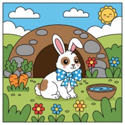 Bunny With Bow Coloring Page - Origin image
