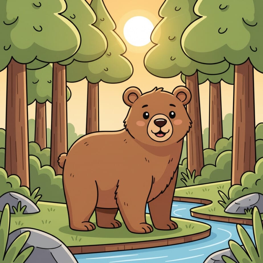 Bear In Pine Forest Coloring Page 2