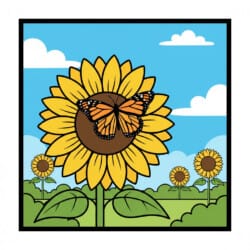 Butterfly On Sunflower Coloring Page - Origin image