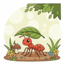 Ant Carrying Leaf Coloring Page - Origin image