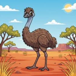 Emu In Outback Coloring Page - Origin image